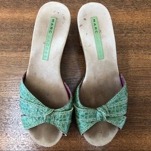 Marc Jacobs Green Clogs Wood Platform US 7.5 EU 38